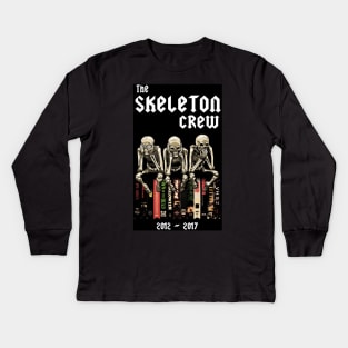 The Skeleon Crew R.I.P. Design Black Background Kids Long Sleeve T-Shirt